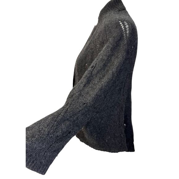 Cashmere Wool Open Knit Cape Cardigan Shawl Women's XS Gray Lagenlook Cozy - Picture 9 of 16